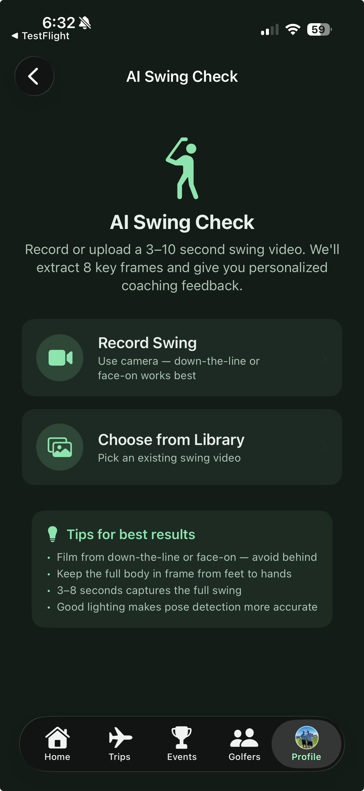 AI Swing Analysis with pose tracking and drills