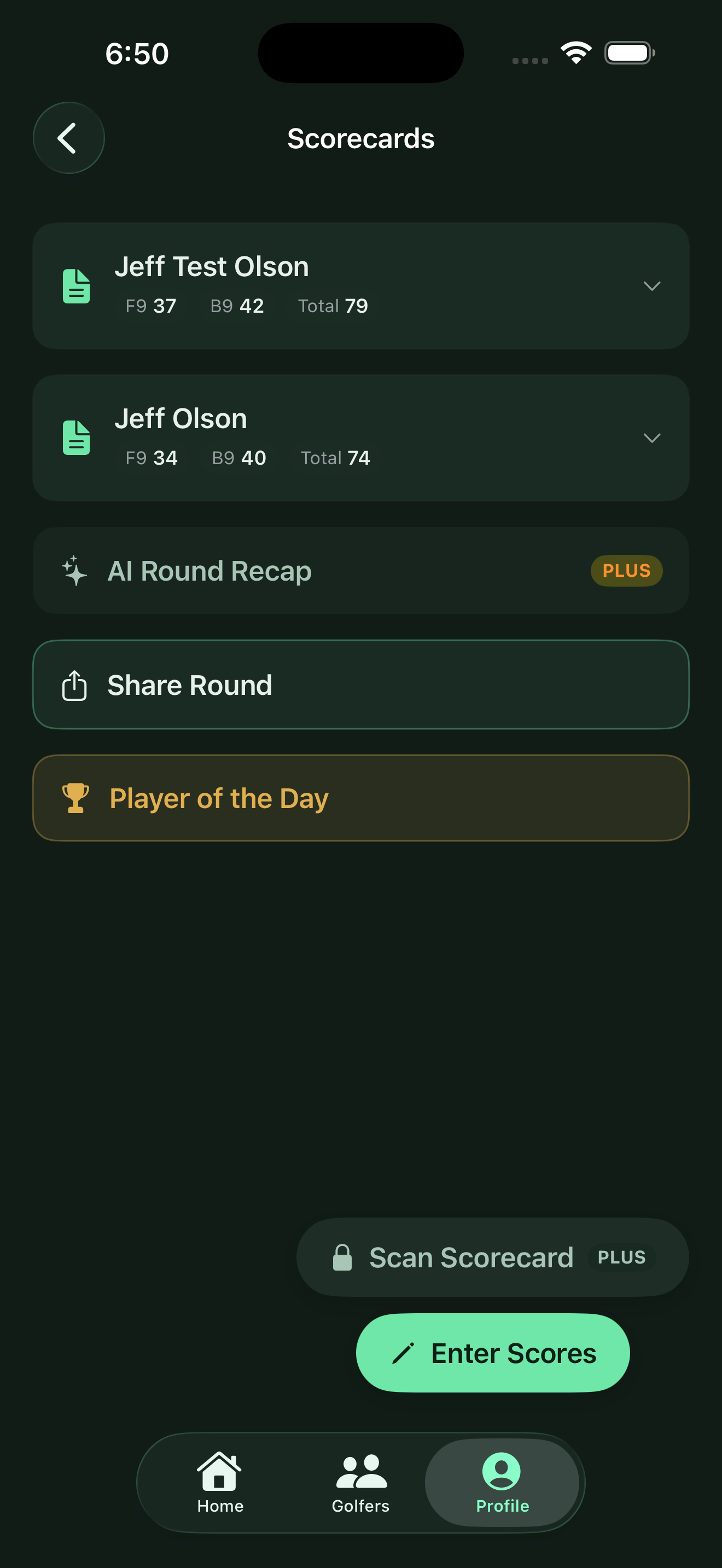 Score tracking and scorecard entry
