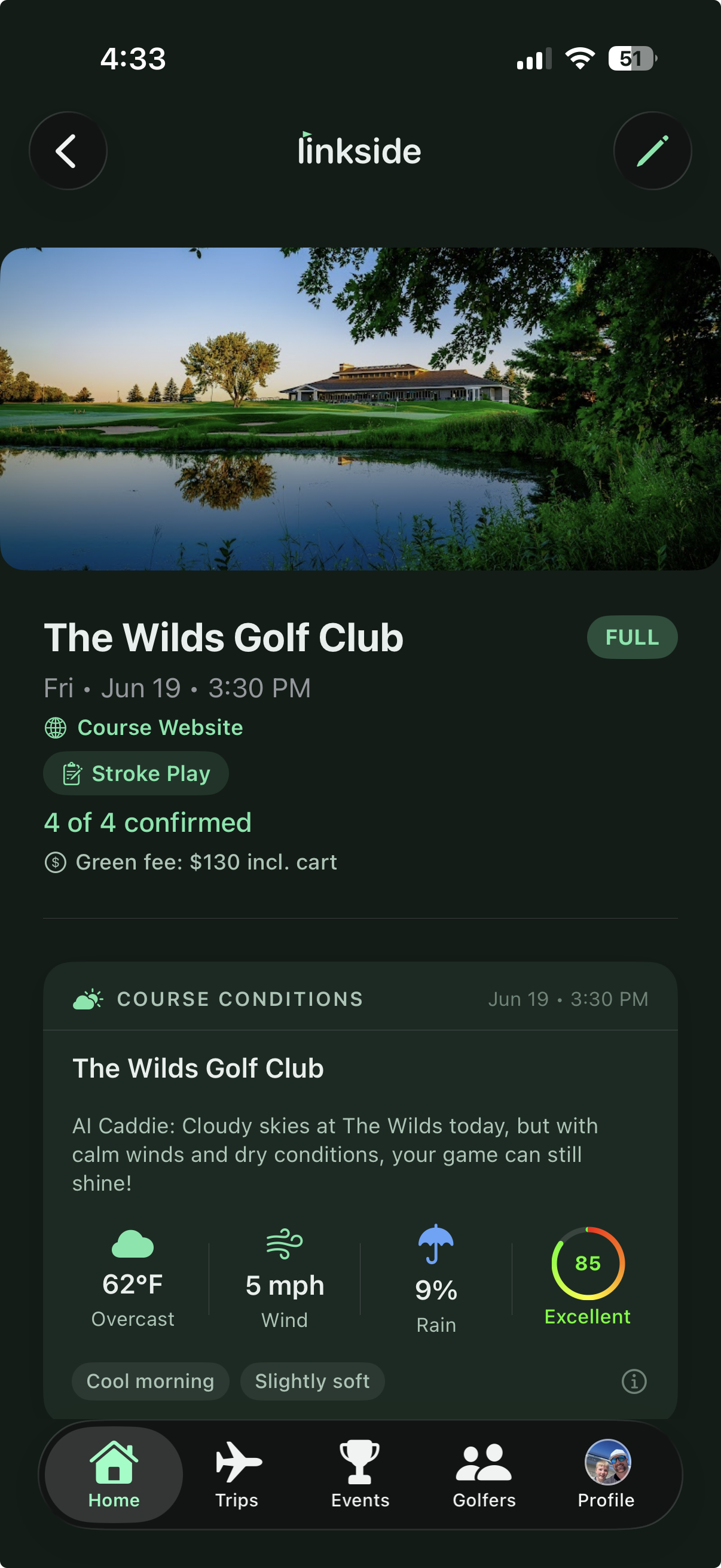 Course conditions weather forecast and playability ring